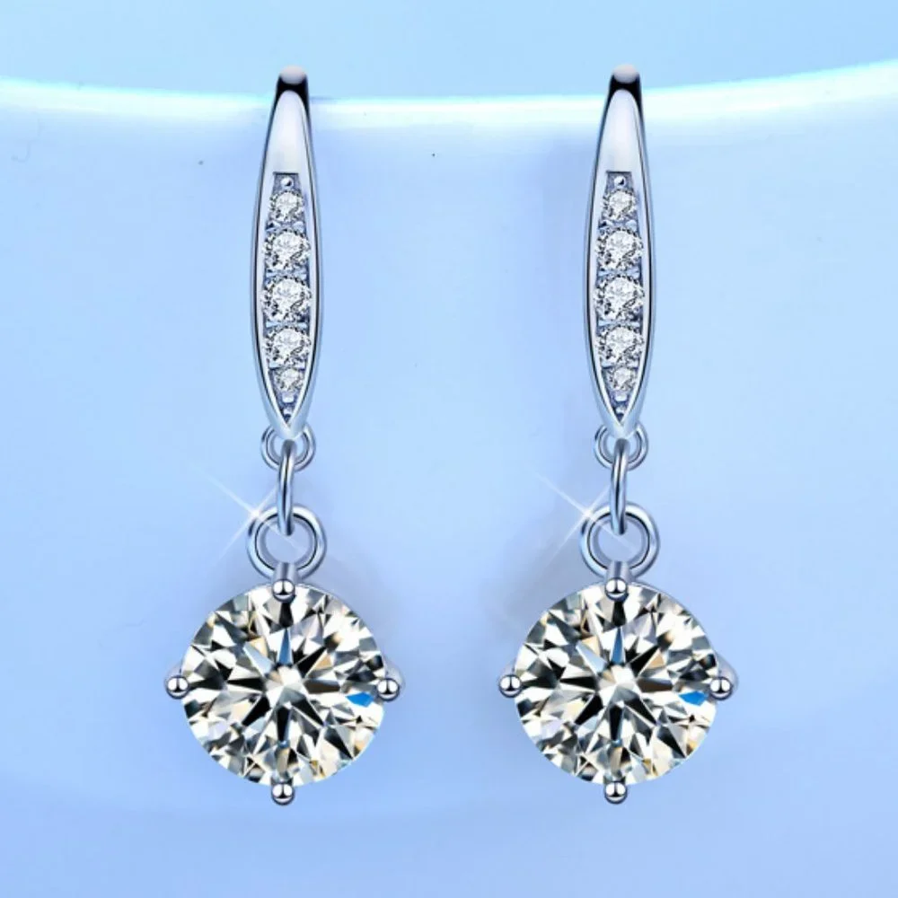 Certified 2ct. t.w. Moissanite Diamond Drop Earrings NEW - Picture 4 of 10